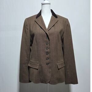 Chaps Vintage Woman's 100% Wool Herringbone Equestrian Riding Blazer Size 12